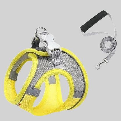 Harnais anti-traction ergonomique pour petit chien couleur jaune - PITOUDOUX