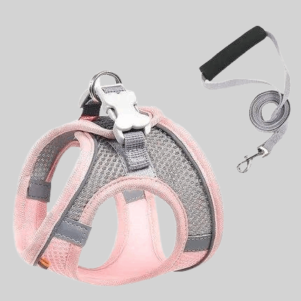 Harnais anti-traction ergonomique pour petit chien couleur rose - PITOUDOUX