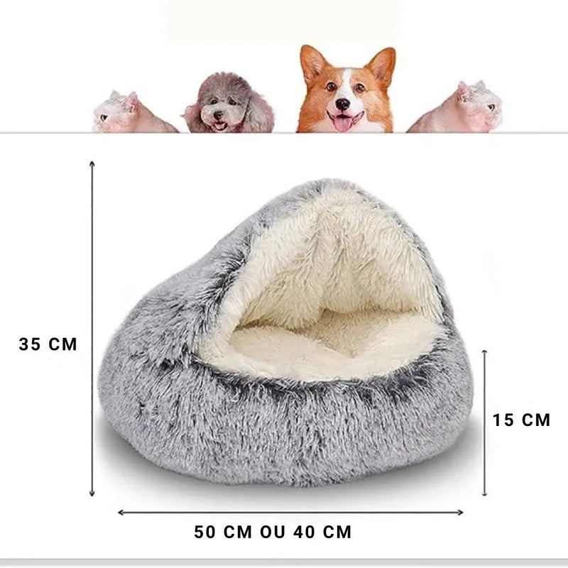 Lit rond en peluche pour petit chien, chat, sac de couchage 2 en 1 pour animal de compagnie - PARADISE™ - PitouDoux